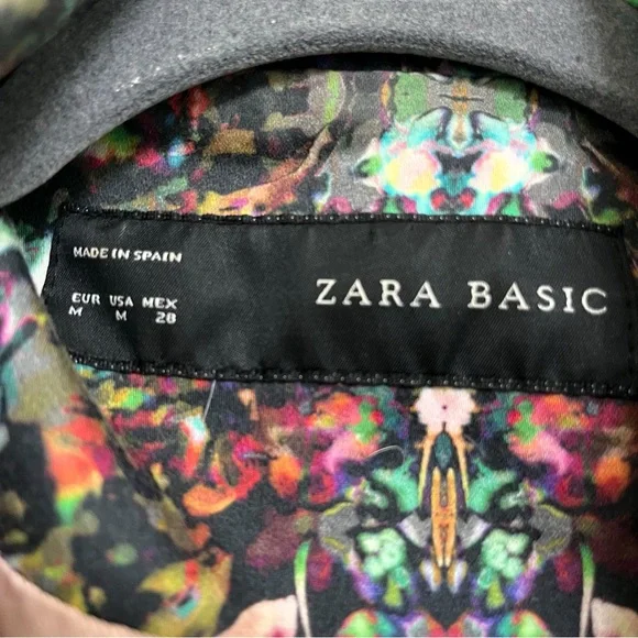 Zara Kaleidoscope Floral Blazer Size M Multicolor Statement Print Jacket - Picture 6 of 11